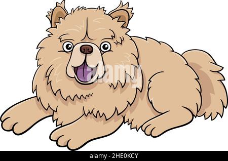 Cartoon illustration of Chow Chow puppy purebred dog animal character Stock Vector