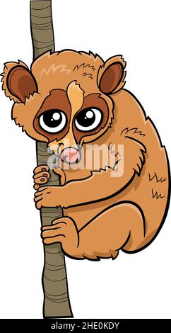 Cartoon illustration of funny slow loris animal character Stock Vector