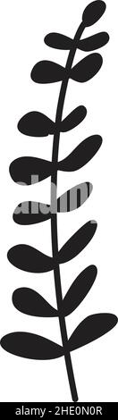 Hand drawn floral plant leaves art elements set for invitation, greeting card, poster, web, print and frames in a glyph illustration Stock Vector