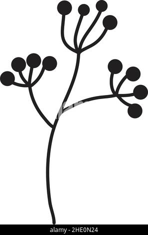 Hand drawn floral plant leaves art elements set for invitation, greeting card, poster, web, print and frames in a glyph illustration Stock Vector