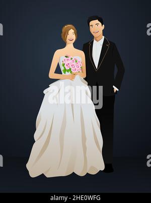 A vector illustration of a wedding couple Stock Vector
