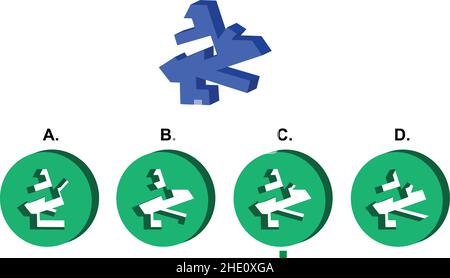 IQ abstract reasoning question with one main object made of cubes and ...