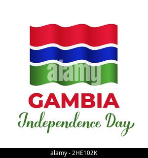 Gambia Independence Day typography poster. National holiday celebrated on February 18. Vector template for banner, greeting card, flyer, etc. Stock Vector