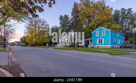 Mount Pleasant, Michigan, USA - October 22, 2021: Residential area with antique House along Main Street Stock Photo