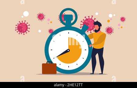 Watch clock and panel countdown time for coronavirus. Prevention deadline and immunization health people vector illustration concept. Pandemic stop co Stock Vector