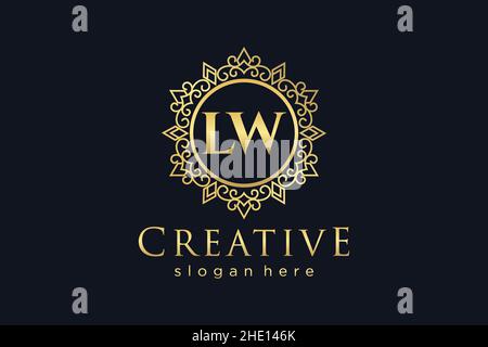 LW Initial Letter Luxury calligraphic feminine floral hand drawn heraldic monogram antique vintage style luxury logo design Premium Stock Vector