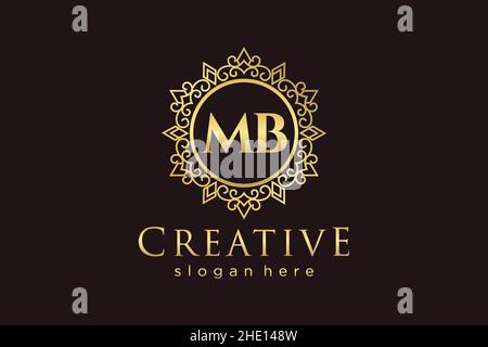MB Initial Letter Luxury calligraphic feminine floral hand drawn heraldic monogram antique vintage style luxury logo design Premium Stock Vector