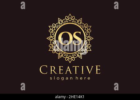 OS Initial Letter Luxury calligraphic feminine floral hand drawn heraldic monogram antique vintage style luxury logo design Premium Stock Vector