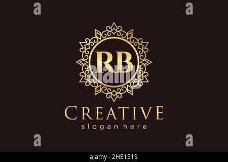 RB Initial Letter Luxury calligraphic feminine floral hand drawn heraldic monogram antique vintage style luxury logo design Premium Stock Vector