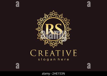 RS Initial Letter Luxury calligraphic feminine floral hand drawn heraldic monogram antique vintage style luxury logo design Premium Stock Vector