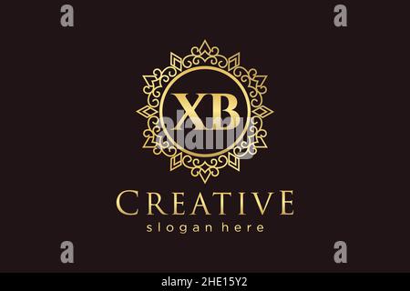 XB Initial Letter Luxury calligraphic feminine floral hand drawn heraldic monogram antique vintage style luxury logo design Premium Stock Vector