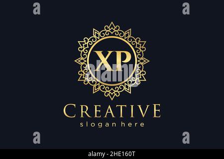 XP Initial Letter Luxury calligraphic feminine floral hand drawn heraldic monogram antique vintage style luxury logo design Premium Stock Vector