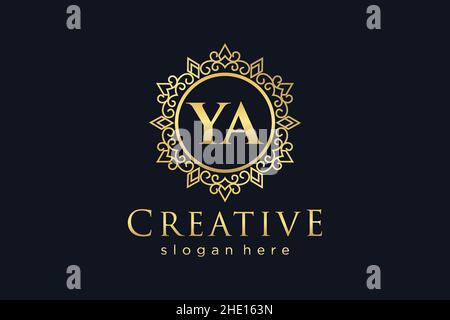 YA Initial Letter Luxury calligraphic feminine floral hand drawn heraldic monogram antique vintage style luxury logo design Premium Stock Vector
