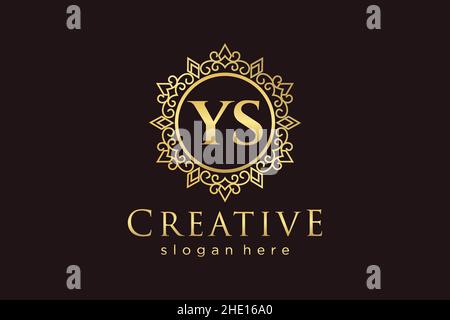 YS Initial Letter Luxury calligraphic feminine floral hand drawn heraldic monogram antique vintage style luxury logo design Premium Stock Vector