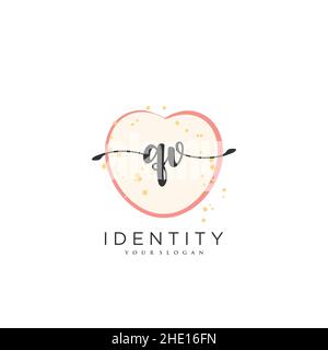 QV Initial handwriting minimalist geometric logo template vector art, Logo for business beauty, fashion, and other art Stock Vector