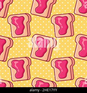 bread with jam seamless pattern vector illustration Stock Vector