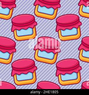 jam jar seamless pattern vector illustration Stock Vector