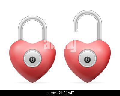 Padlock heart set on a white background. Vector illustration Stock ...