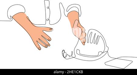 Continuous line drawing of construction concept  Stock Vector