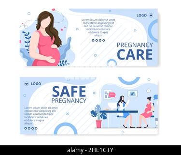 Pregnant Lady or Mother Post Health care Template Flat Design Illustration Editable of Square Background for Social media or Greetings Card Stock Vector