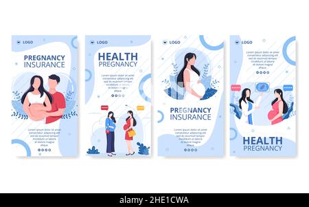 Pregnant Lady or Mother Post Health care Template Flat Design Illustration Editable of Square Background for Social media or Greetings Card Stock Vector