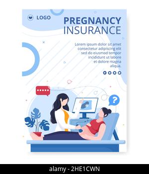 Pregnant Lady or Mother Post Health care Template Flat Design Illustration Editable of Square Background for Social media or Greetings Card Stock Vector