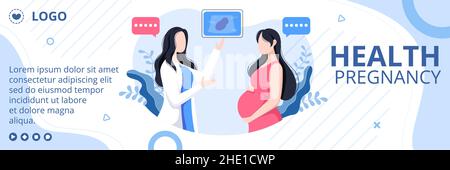 Pregnant Lady or Mother Post Health care Template Flat Design Illustration Editable of Square Background for Social media or Greetings Card Stock Vector