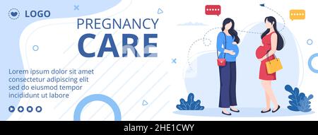 Pregnant Lady or Mother Post Health care Template Flat Design Illustration Editable of Square Background for Social media or Greetings Card Stock Vector