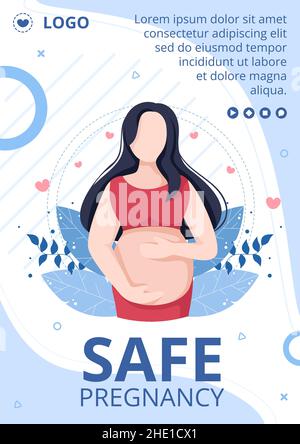 Pregnant Lady or Mother Post Health care Template Flat Design Illustration Editable of Square Background for Social media or Greetings Card Stock Vector