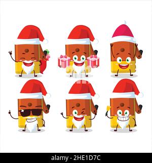 Santa Claus emoticons with orange pencil sharpener table cartoon character. Vector illustration Stock Vector