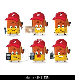 Ghost hunter cartoon orange pencil sharpener table character using camera. Vector illustration Stock Vector