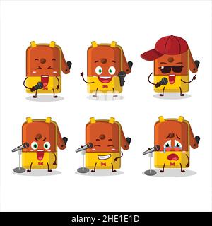 A Cute Cartoon design concept of orange pencil sharpener table singing a famous song. Vector illustration Stock Vector