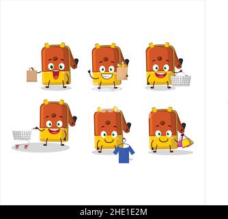A Rich orange pencil sharpener table mascot design style going shopping. Vector illustration Stock Vector
