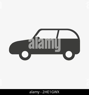 Simple black vector icon of a hatchback car Stock Vector