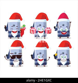 Santa Claus emoticons with blue pencil sharpener table cartoon character. Vector illustration Stock Vector