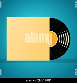 Vinyl record in yellow cover Stock Vector