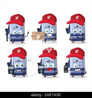 Ghost hunter cartoon blue pencil sharpener table character using camera. Vector illustration Stock Vector