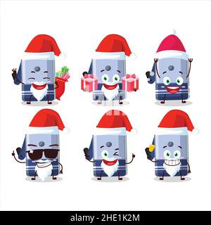 Santa Claus emoticons with blue pencil sharpener table cartoon character. Vector illustration Stock Vector