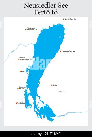 Simple overview map of Austria Hungarian Lake Neusiedl Stock Vector