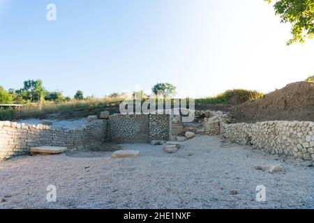 Massa d' Albe, Italy-August , 2021:view of the ruins of the ancient city of Alba Fucens in Abruzzo during a sunny day Stock Photo