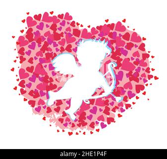 happy valentines day - card with cupid Stock Vector