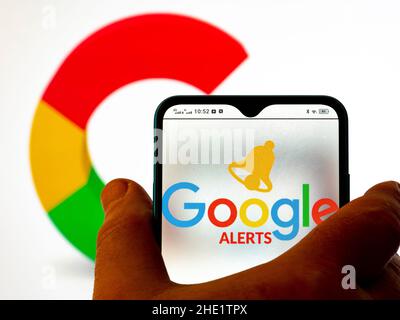 In this photo illustration Google Alerts logo seen displayed on a ...