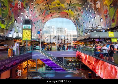 Rotterdam, Netherlands - 20 July 2020: The Markthal, a residential and office building with a market hall and food courts, is a prominent contemporary Stock Photo