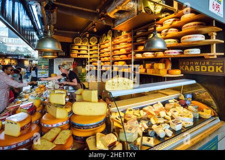 Rotterdam, Netherlands - 20 July 2020: Dutch cheese market stall in Rotterdam, South Holland, Netherlands. Netherlands is the largest cheese exporter Stock Photo