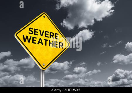 Severe Weather information road sign Stock Photo