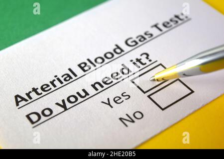 Arterial blood gas test Stock Photo - Alamy