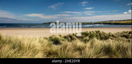 UK, Wales, Pembrokeshire, Poppit Sands, dunes on River Teifi estuary, panoramic Stock Photo