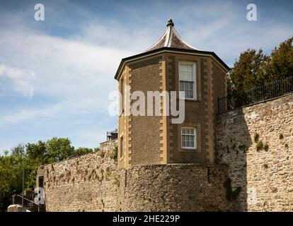 UK, Wales, Pembrokeshire, Pembroke, Common Road, The Gazebo, 1800s dwelling built on tower of old town walls Stock Photo