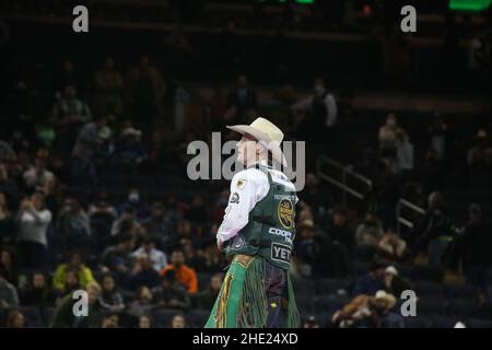 New York, United States. 07th Jan, 2022. Bull Rider Cooper Davis at 2022 PBR Unleash The Beast Event Held at Madison Square Garden in NY, NY, on January 7, 2022. (Photo by Udo Salters/Sipa USA) Credit: Sipa USA/Alamy Live News Stock Photo