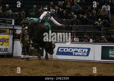 New York, United States. 07th Jan, 2022. Bull Rider Cooper Davis Competes at 2022 PBR Unleash The Beast Event Held at Madison Square Garden in NY, NY, on January 7, 2022. (Photo by Udo Salters/Sipa USA) Credit: Sipa USA/Alamy Live News Stock Photo